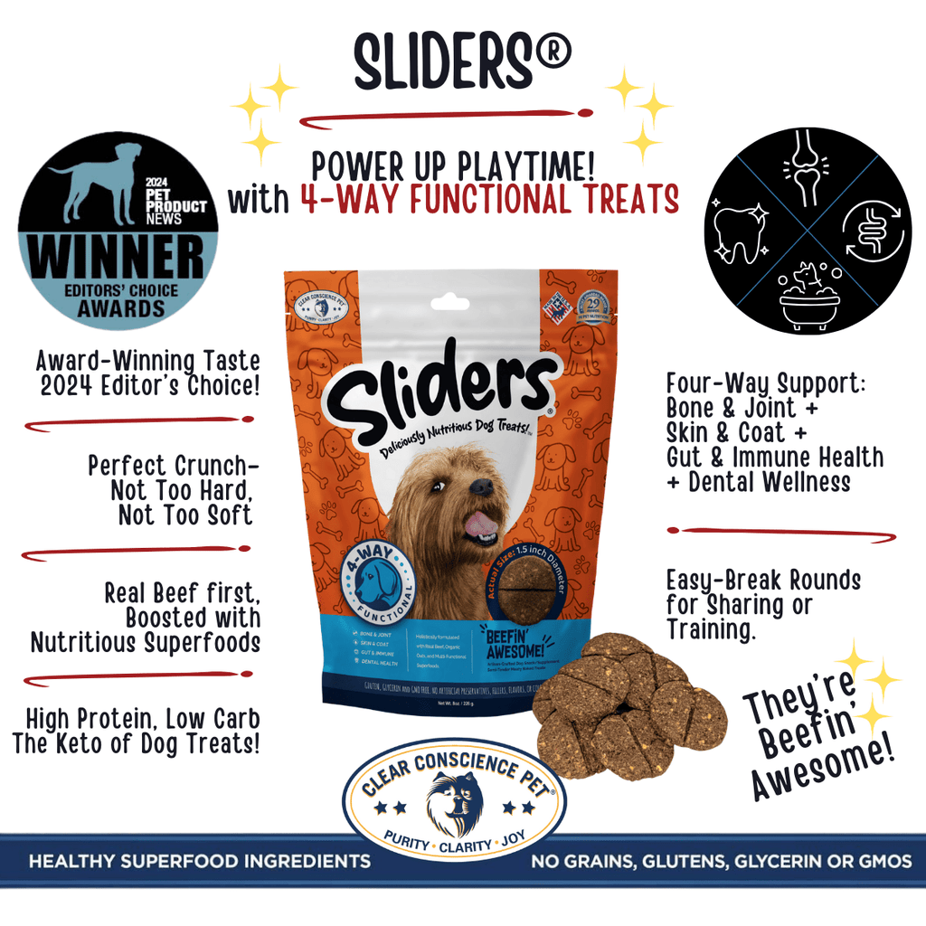 Sliders® "Beefin' Awesome!" 4 - Way Functional Dog Treats - Clear Conscience Pet