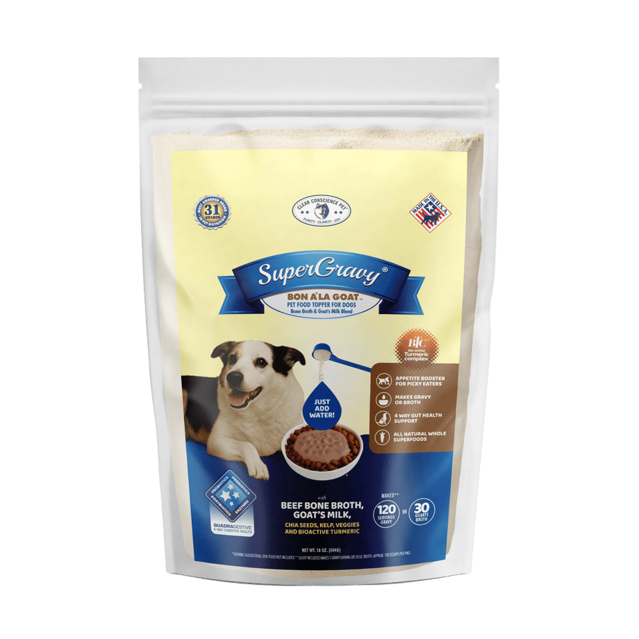 SuperGravy® Bon A' La Goat™ Dog Food Topper Gravy & Broth Mix – Clear  Conscience Pet